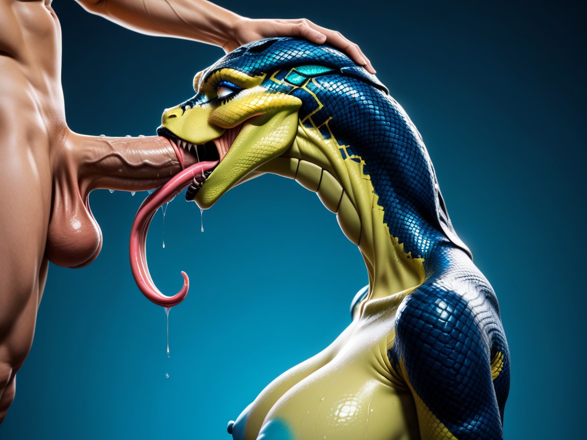 No Arms, Tongue Out, Sloppy Blowjob AI Porn