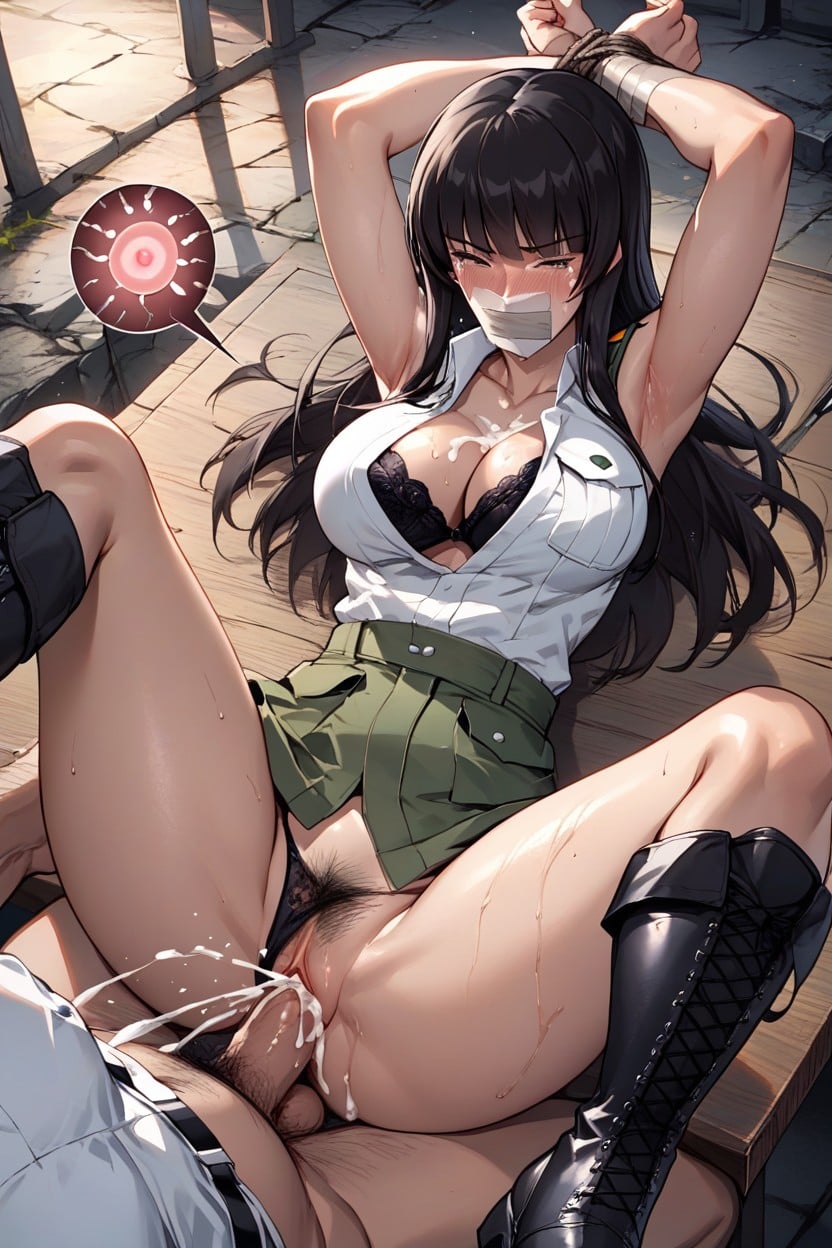 Torn Clothes, Squirting, Sexy Black Bra Hentai AI Porn