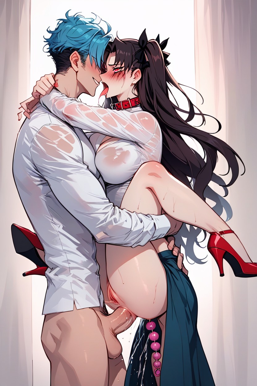 Ulti Wears A Turquoise Blue Skirt With A Slight Sheen, Fair Skinned, Ultra Detailed Hentai AI Porn