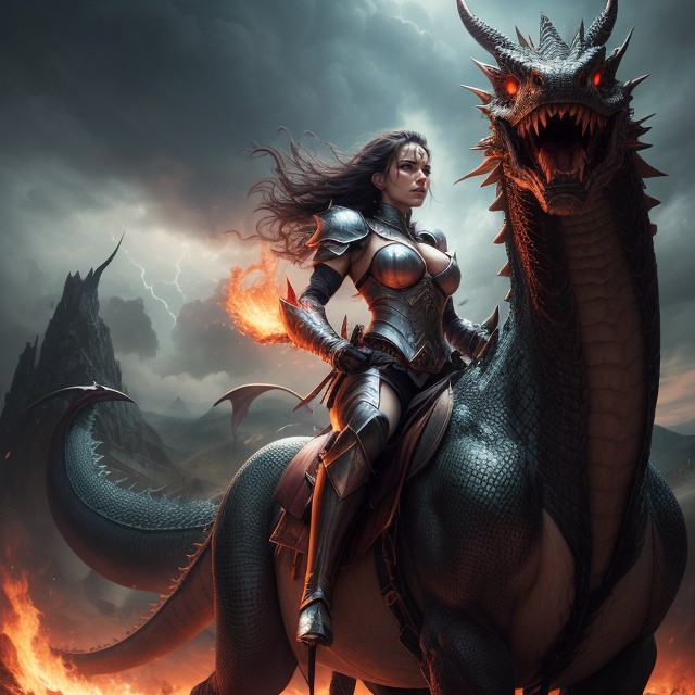 Vicious Dragon, Breathing Fire, Stormy AI Porn