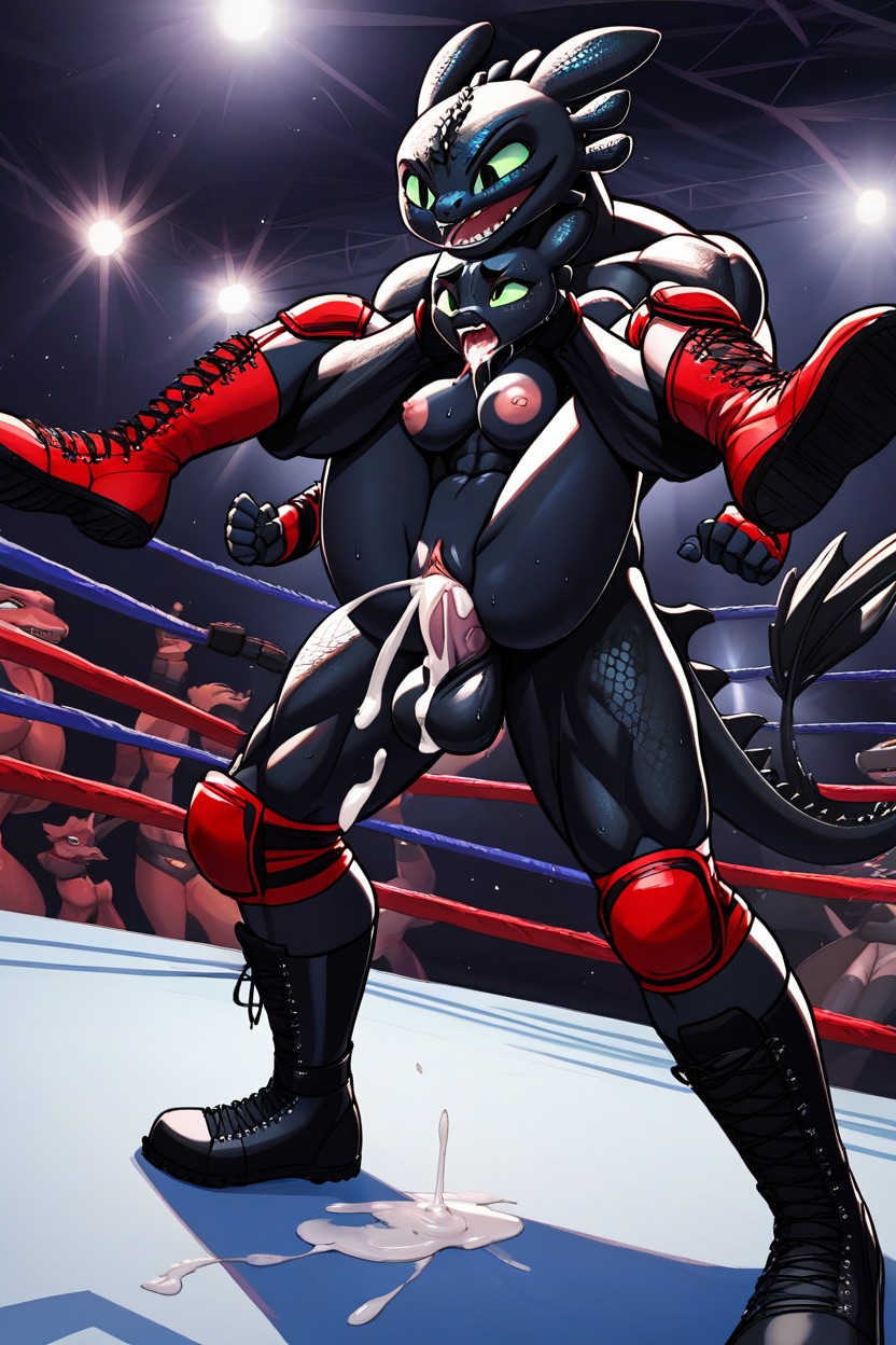Feminine Figure, Green Eyes, Fingerless Gloves Furry AI Porn
