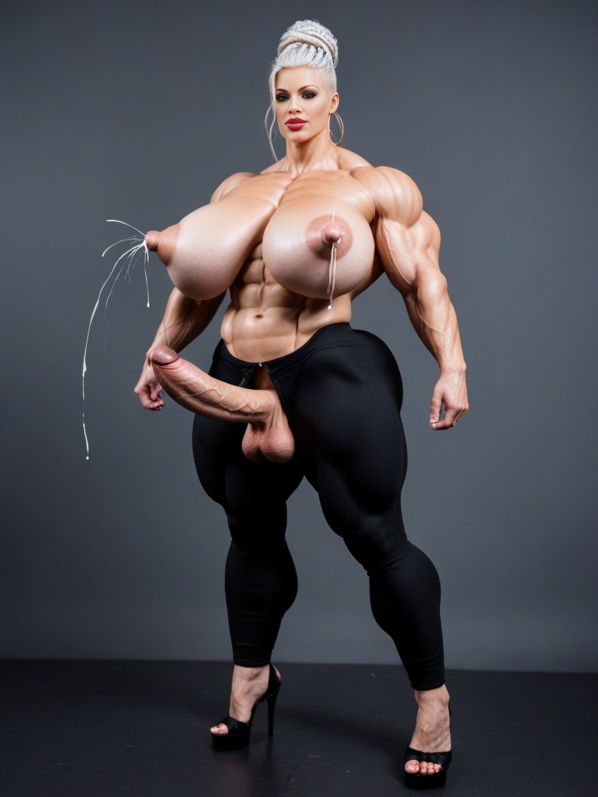 Incredible Muscle Definition And Mass Mass Erect Nipples, White Hair, Prominent AI Porn