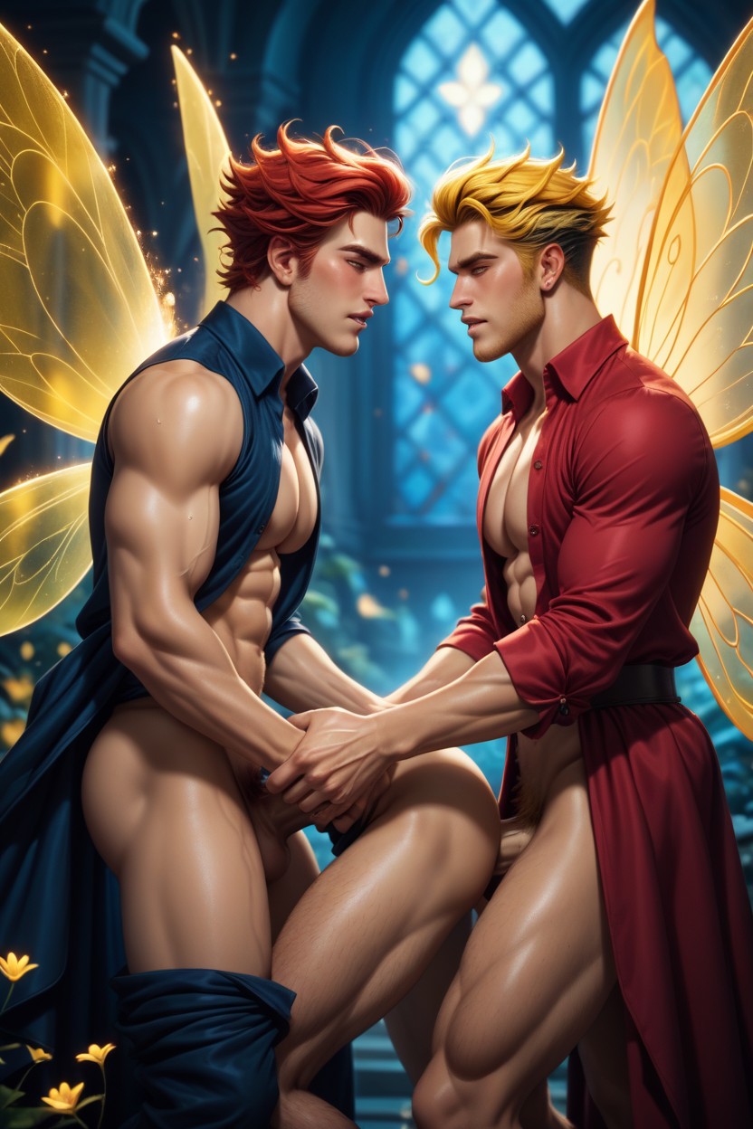 Muscle Body, Hair, Fire Fairy AI Gay Porn