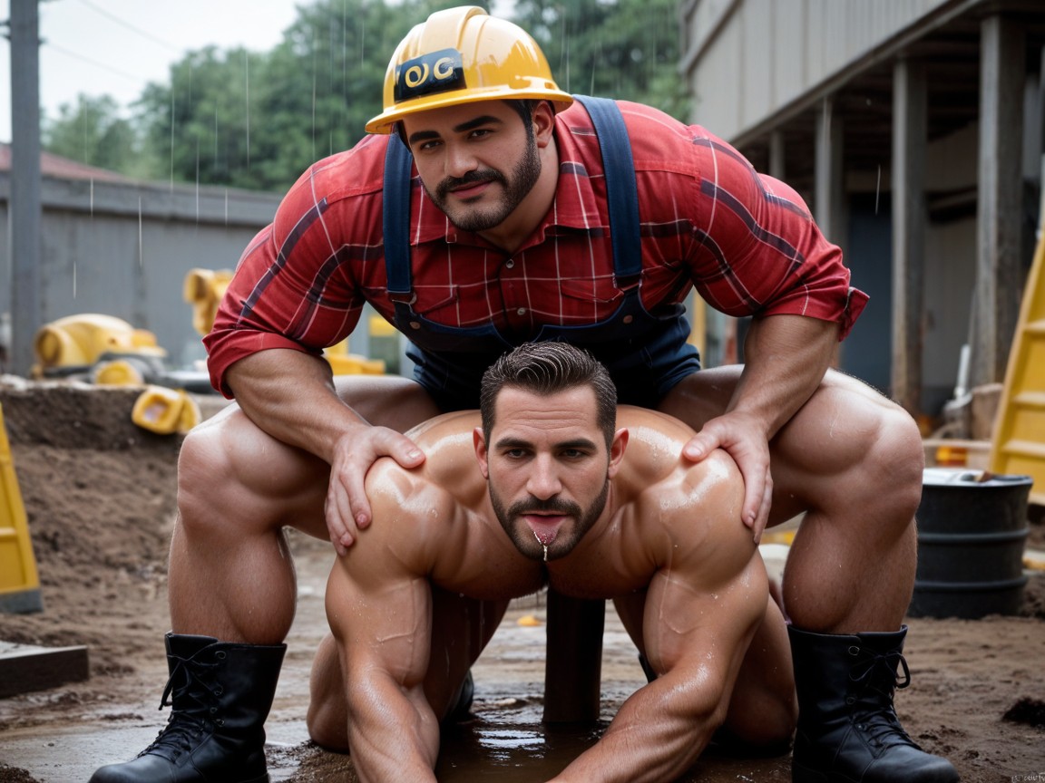 Sweat, Thick Muscle, Flexing Muscles AI Gay Porn