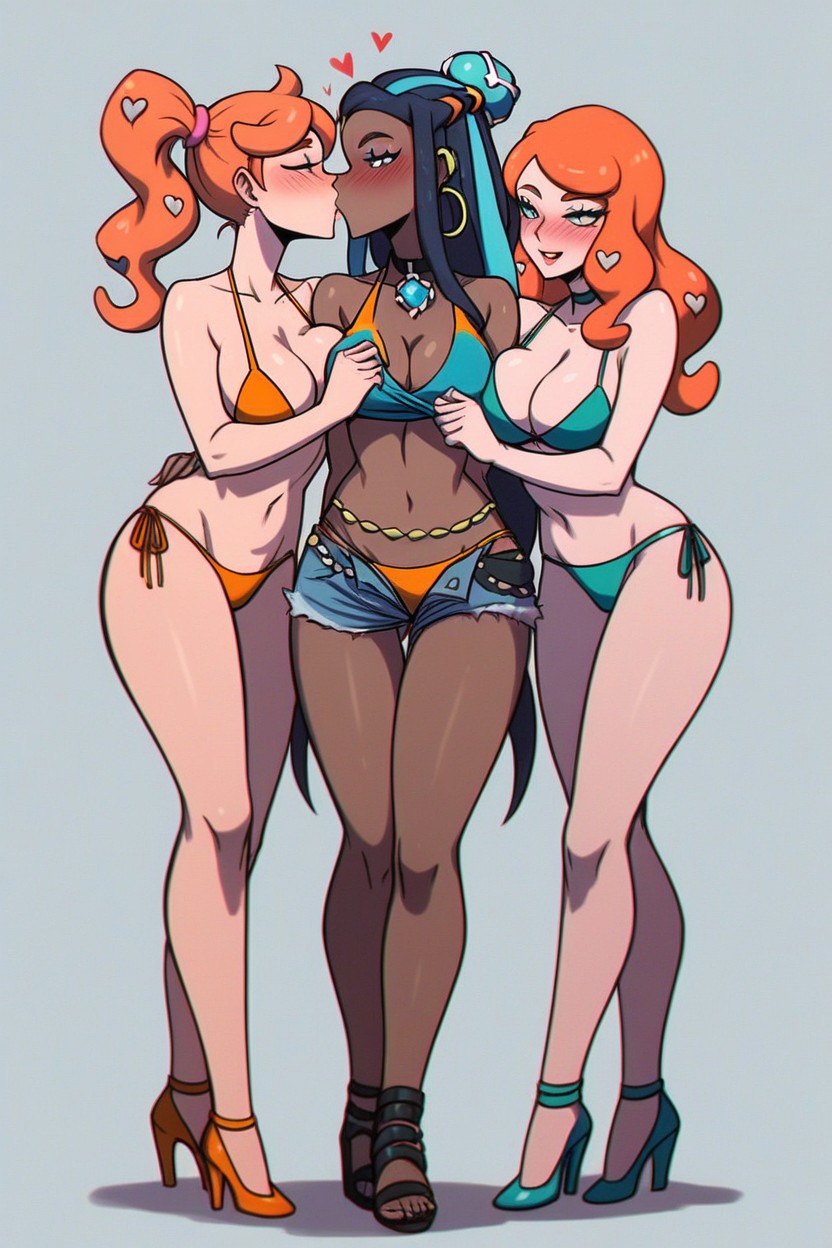 Lesbian Kissing, Thong, Sexy Women Hentai AI Porn