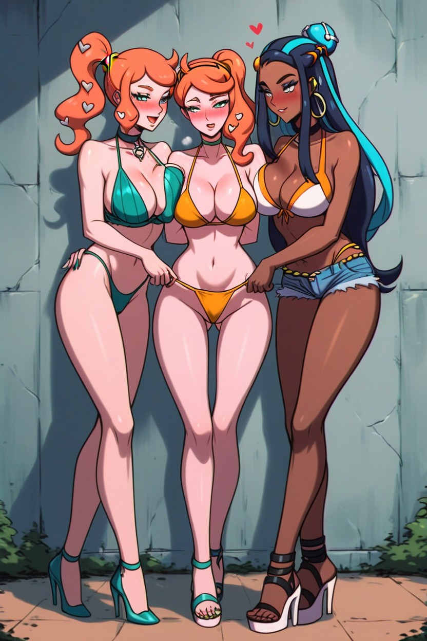 Seductive Poses, Four Women, Sexy Women Hentai AI Porn