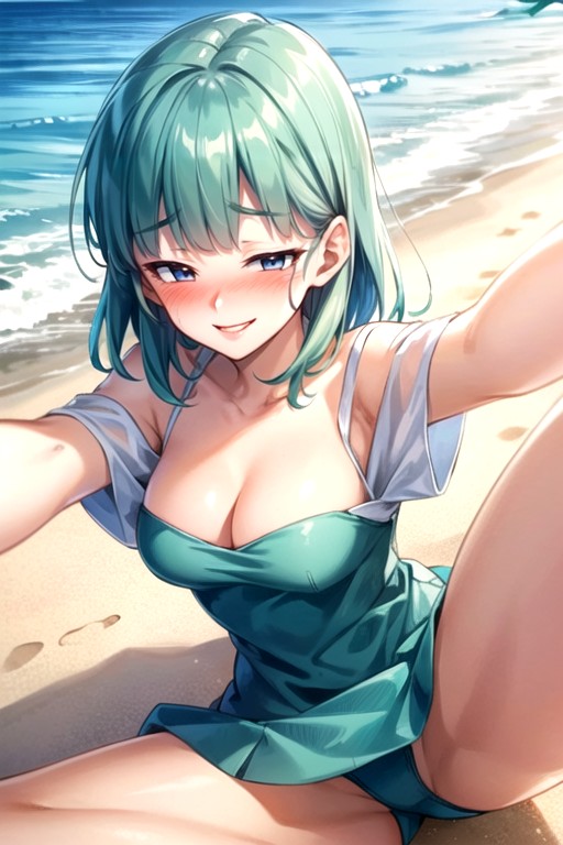 Sentada Con Las Piernas Abiertas, Bulma (dragon Ball Z), Vista Frontal Furry IA