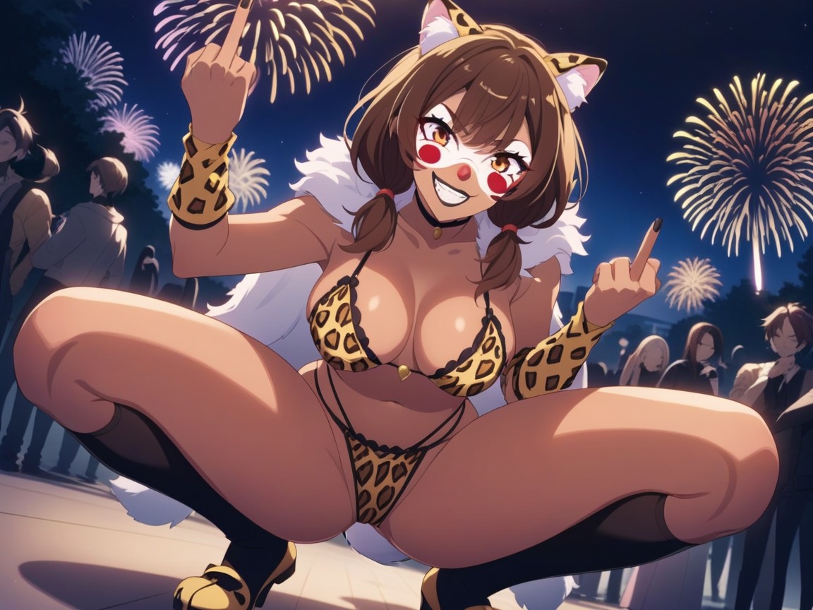 Top Down, Nsfw, Leopard Face Paint Hentai AI Porn