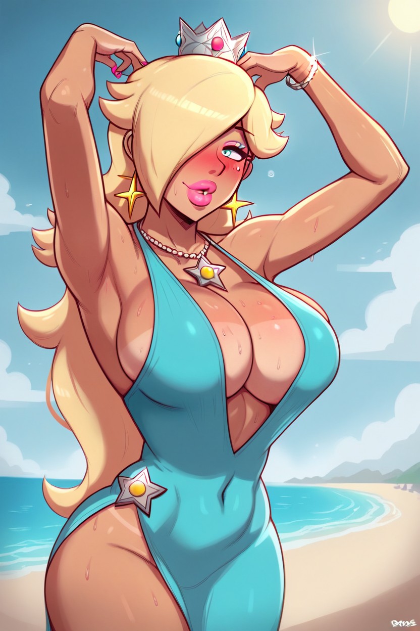 Sweating Profusely, Beach, Extra Sunny Hentai AI Porn