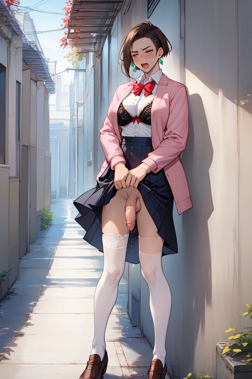 Black Collar, Bangs, White Stockings Hentai AI Porn