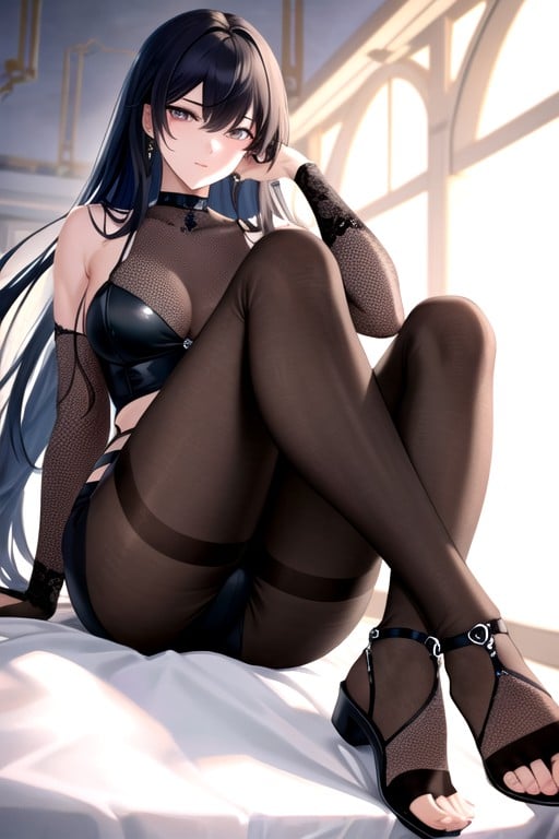 Fishnet Stockings, Feet Fetish + Sexy Long Sandals On Huge Sexy Feet Feet Fetish Feathers Around Feet, Feminine AI Gay Porn