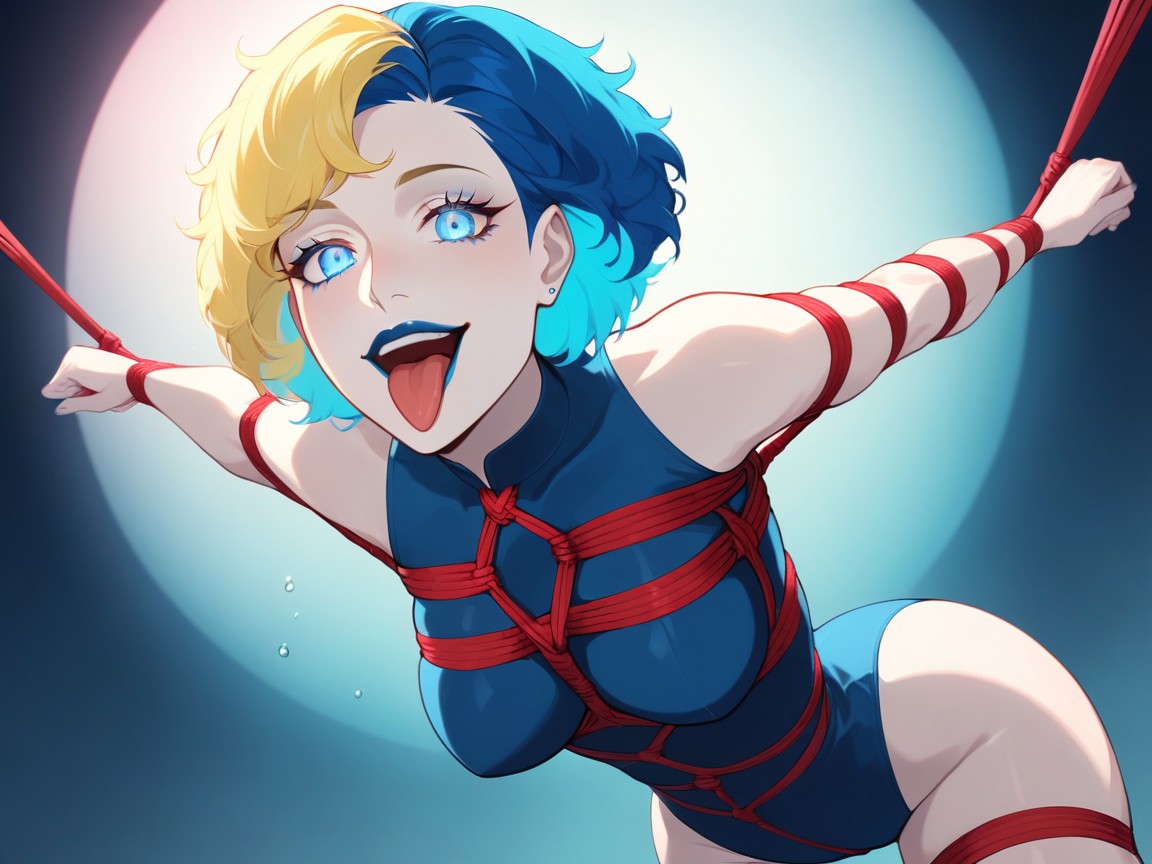 Floating In Water, Blue Eyes, Tongue Out Hentai AI Porn