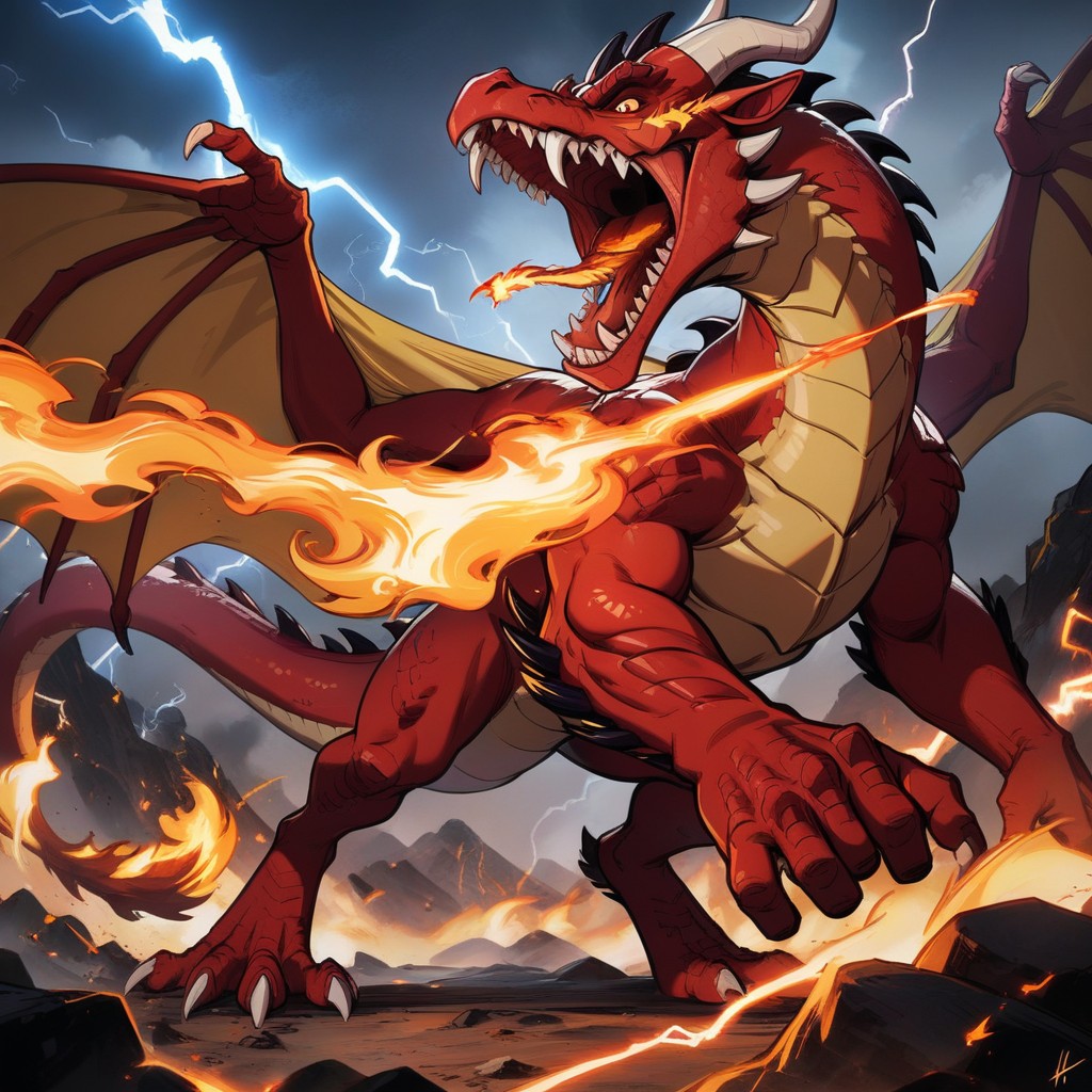 Fangs, Fighting Dragons, Lightning Strike AI Porn