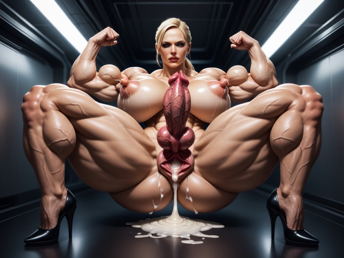 Thic Cum No Testicles, Futanari Pussy, Penis With Large Knot AI Porn
