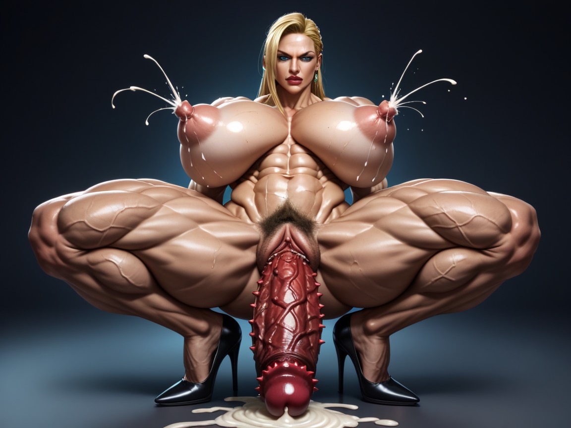 Futanari, Incredible Muscle Definition And Mass Mass Erect Nipples, Tall Giant Woman AI Porn
