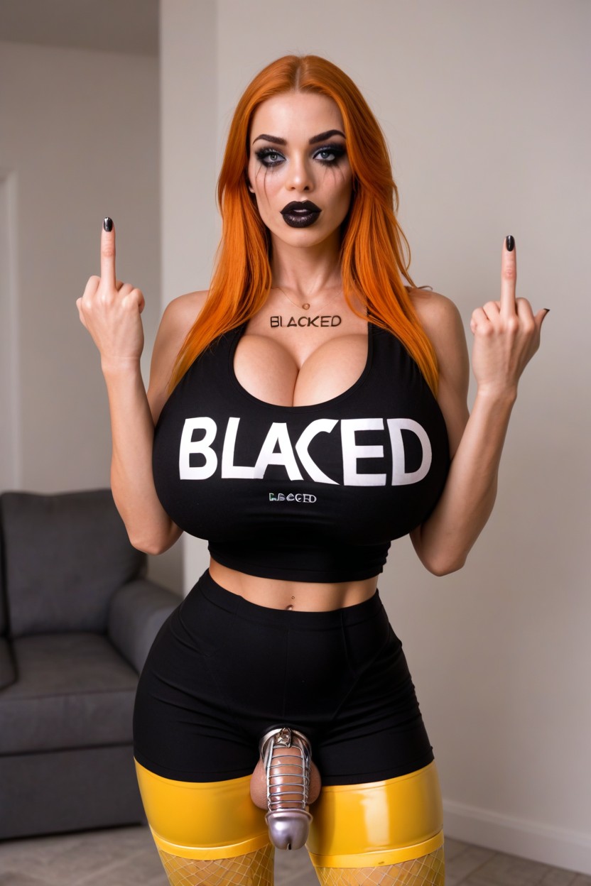 Mascara Running, Blacked Text, Ginger Shemale AI Porn