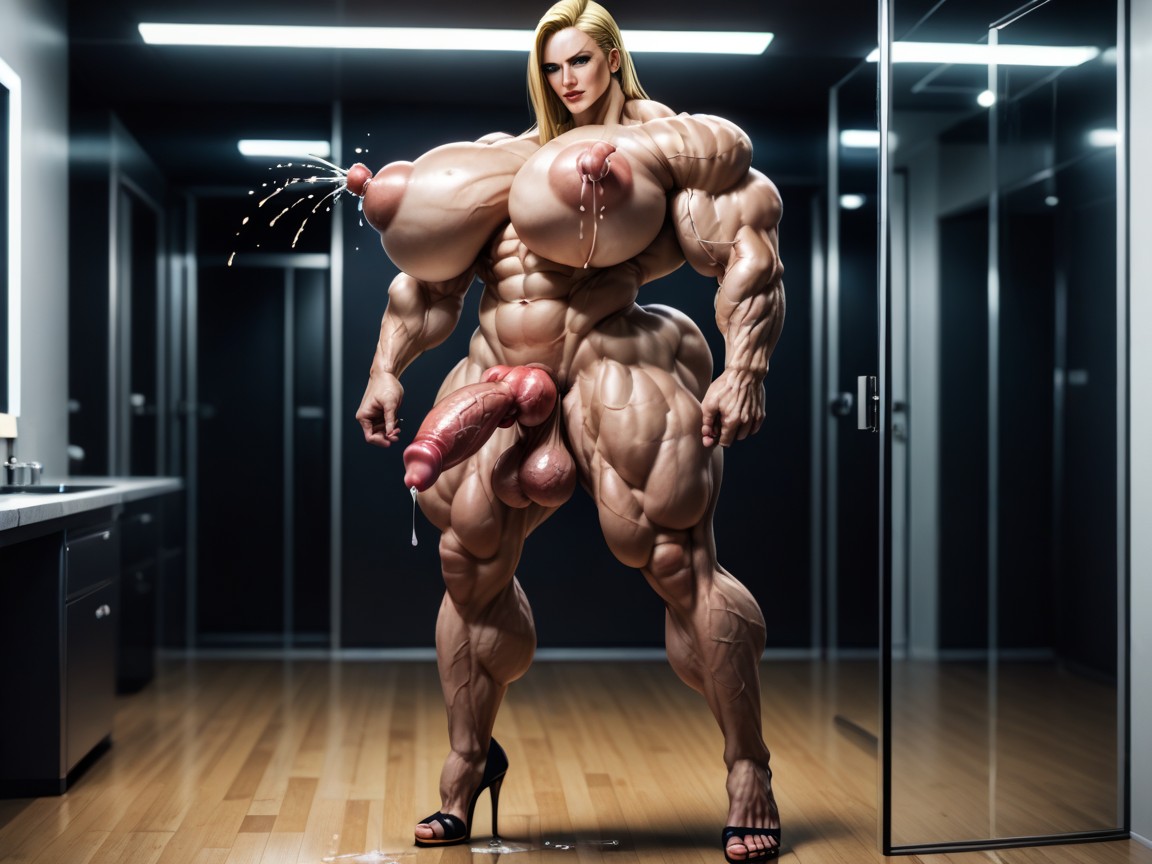 Hyper Muscle, Massive Nipples, Long Feet AI Porn