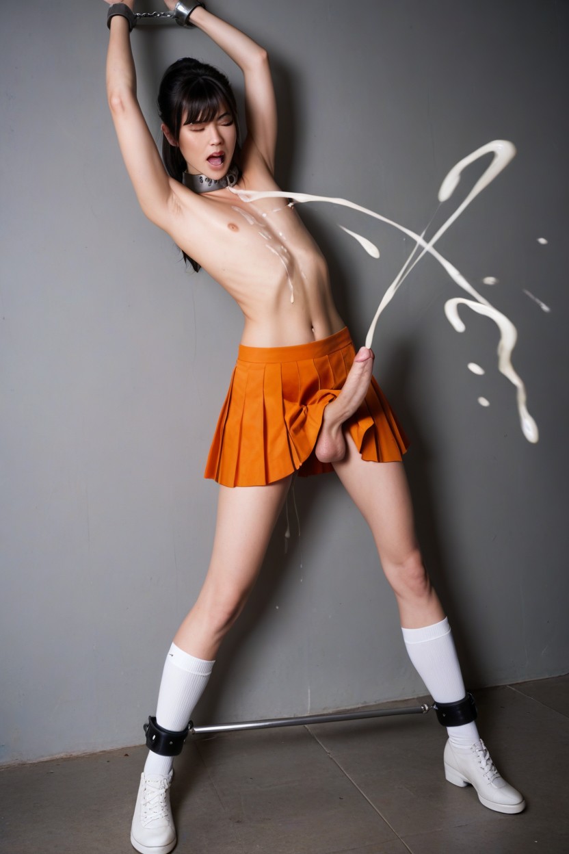 Japanese, Lifting Skirt, Skinny Shemale AI Porn