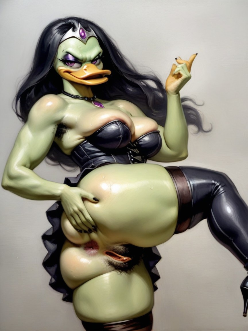 Dark Green Body Color, Goth, Standing AI Porn