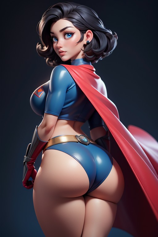 Hair Bobbed, Large Breasts, Long Red Cape AI Porn
