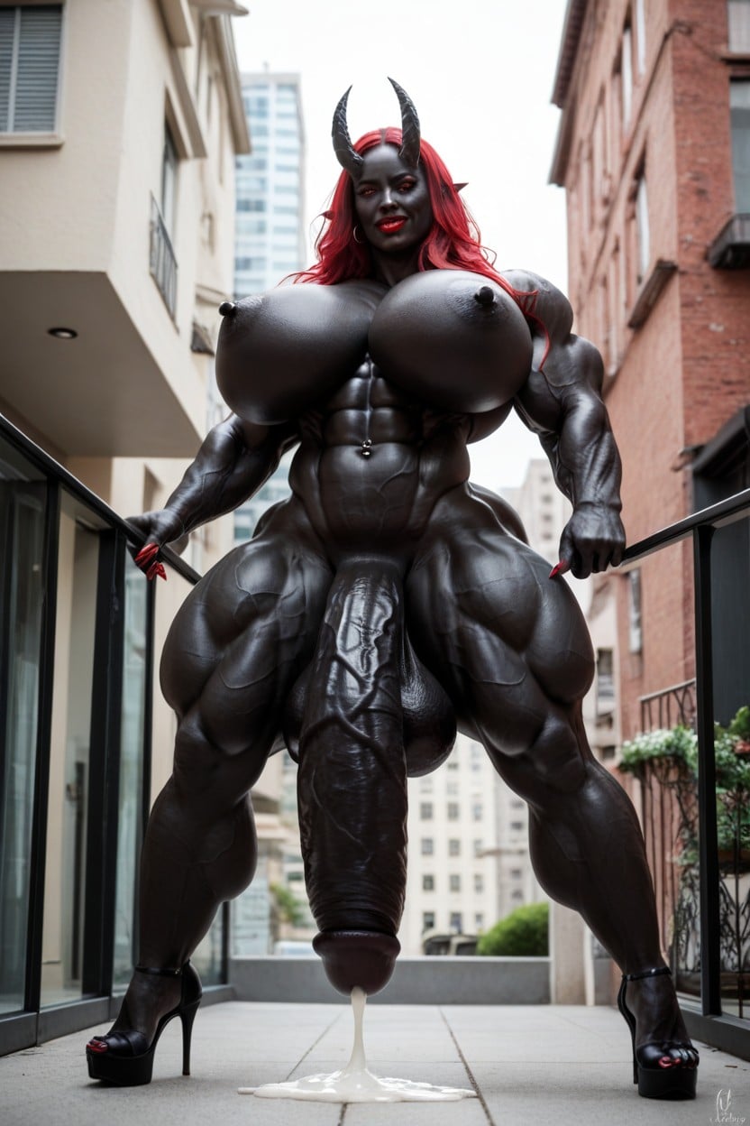 Muscular, Red Hair, Barbed Penis Shemale AI Porn