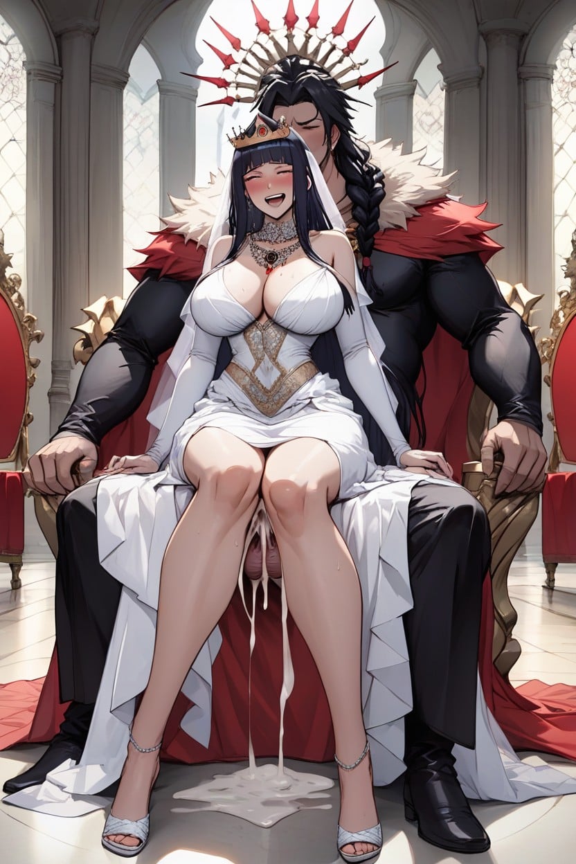 Massive Breast, Sitting On Lap Sex On The Throne, Intricate Patterns Hentai AI Porn