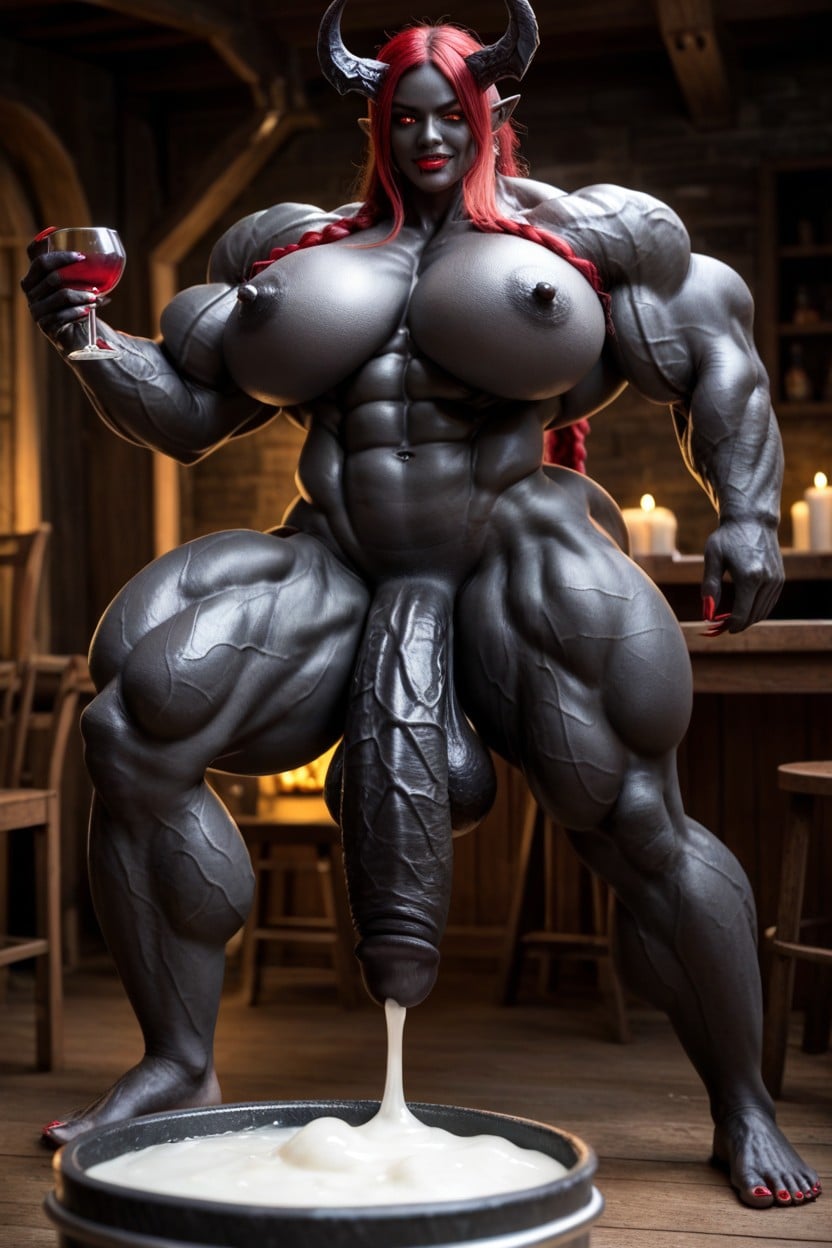 Black Skin, Thick Thighs, Exaggerated Big Butt Shemale AI Porn