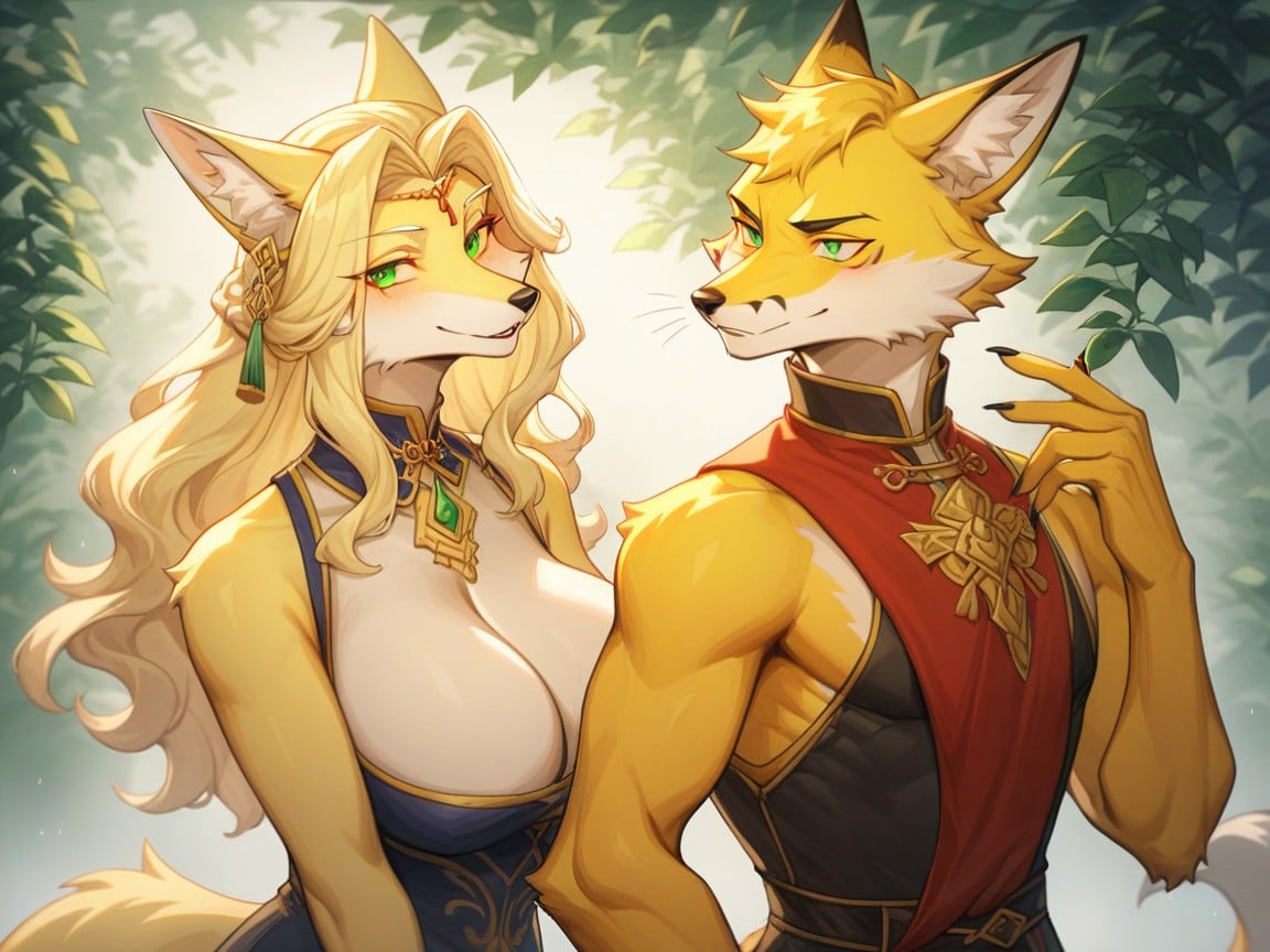 Elisabeth The Eipril's Fox Character, Yellow Body, Orang Hair Furry AI Porn