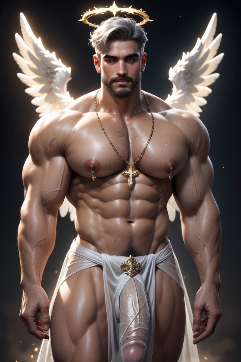 Backlit Gow, Hairy Chest, Huge Muscles AI Gay Porn