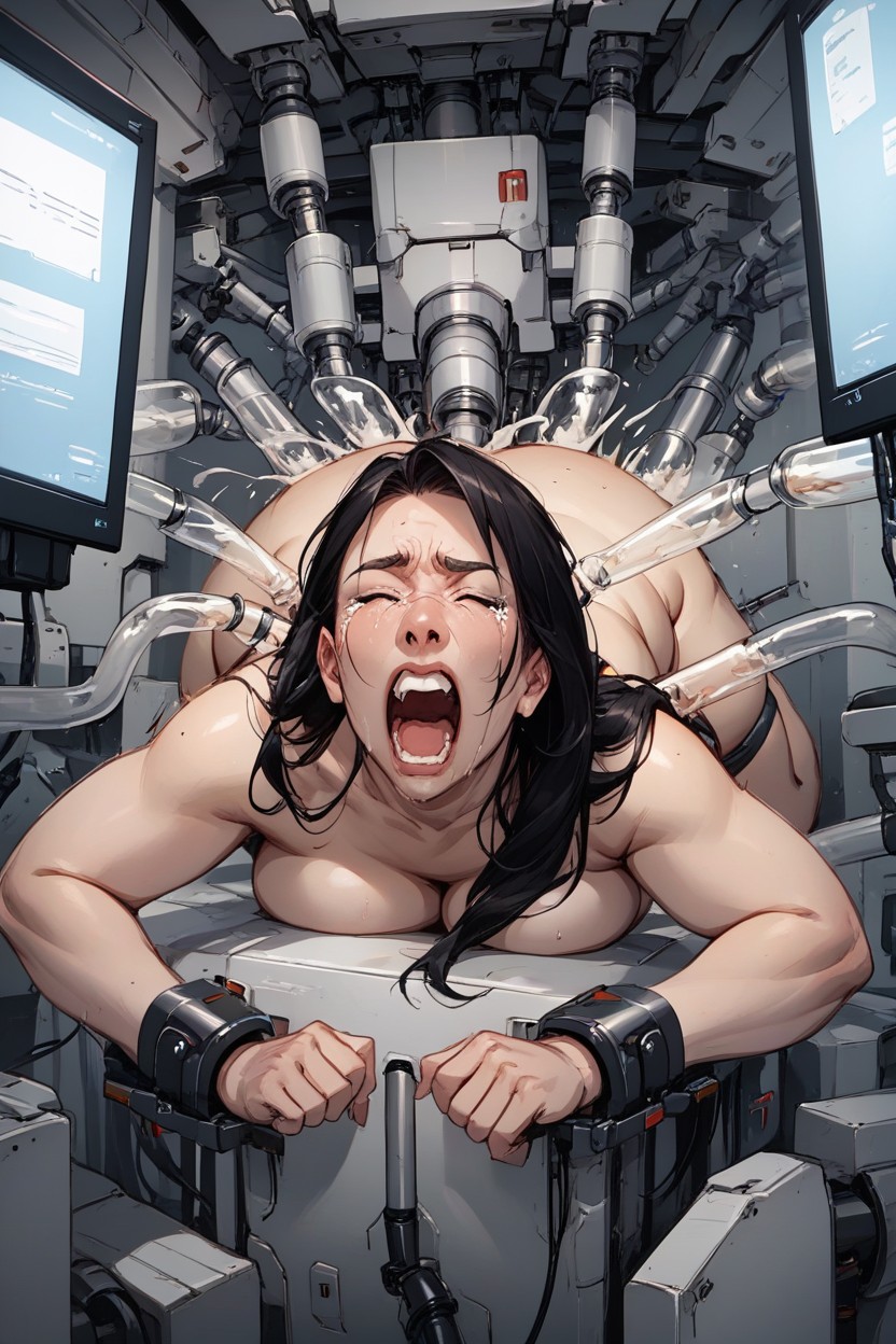 Monitor, Leg Bound To Machine, Bound To The Wall Of A Machine Hentai AI Porn