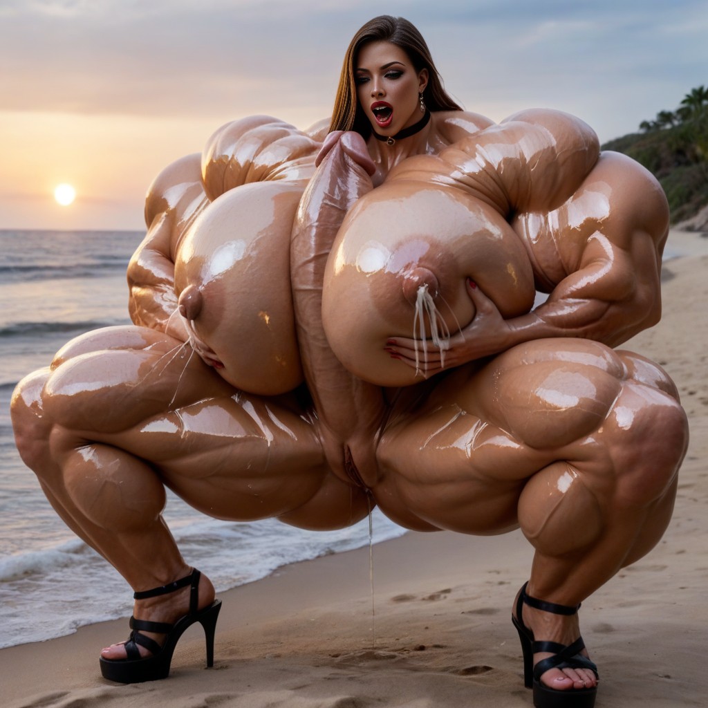 Extreme Ultra Striated Shapely Full Ripped, Gigantic Pendulous Tits, Super Extreme Long Shaft Pornografia de IA