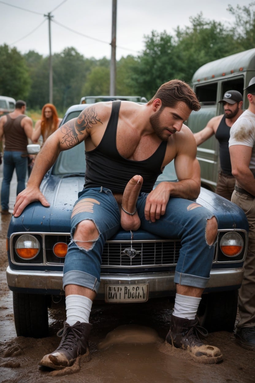 Muddy, Thick Legs, Leg Tattoo Porno gay IA