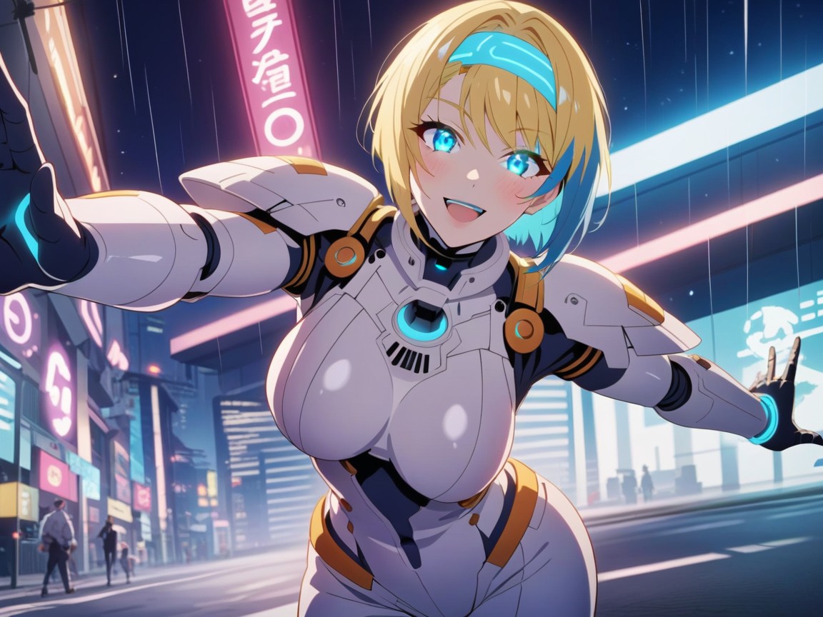 Blue Eyes, Robotic Samurai Armor, Sloped Shoulders AI黃片