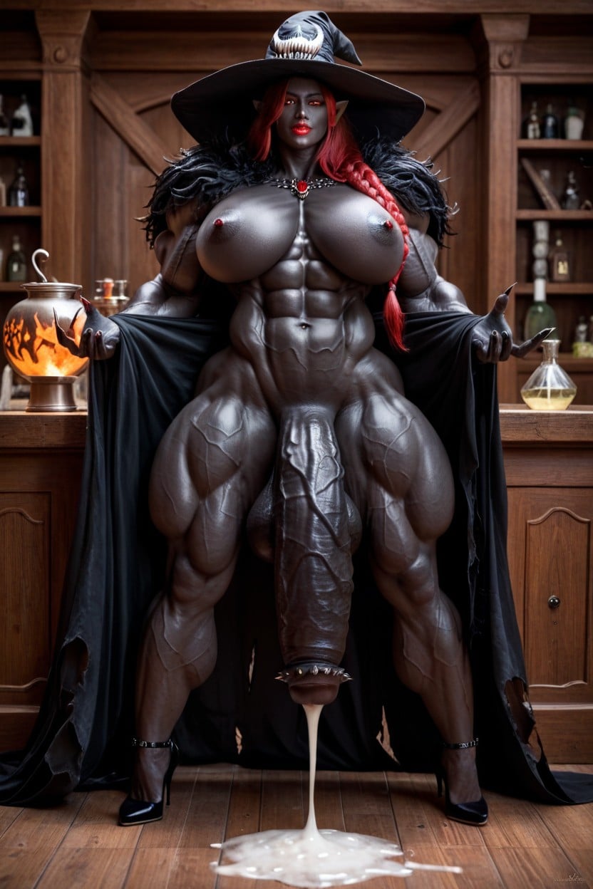 Muscular Veins, Gigantic Muscle Trapez, Hourglass Figure Shemale AI Porn