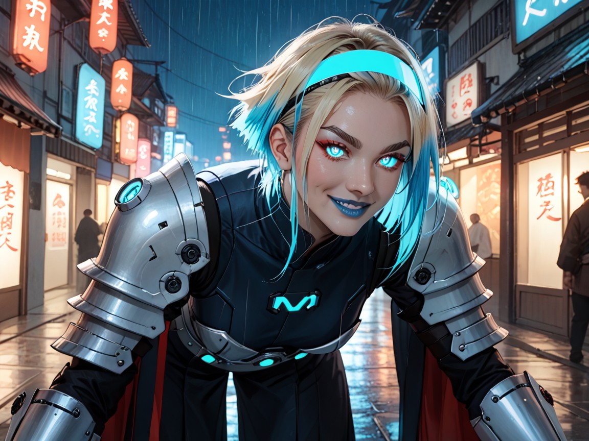 Happy Face, Futuristic Japan Background, Low Torso Height Hentai AI Porn