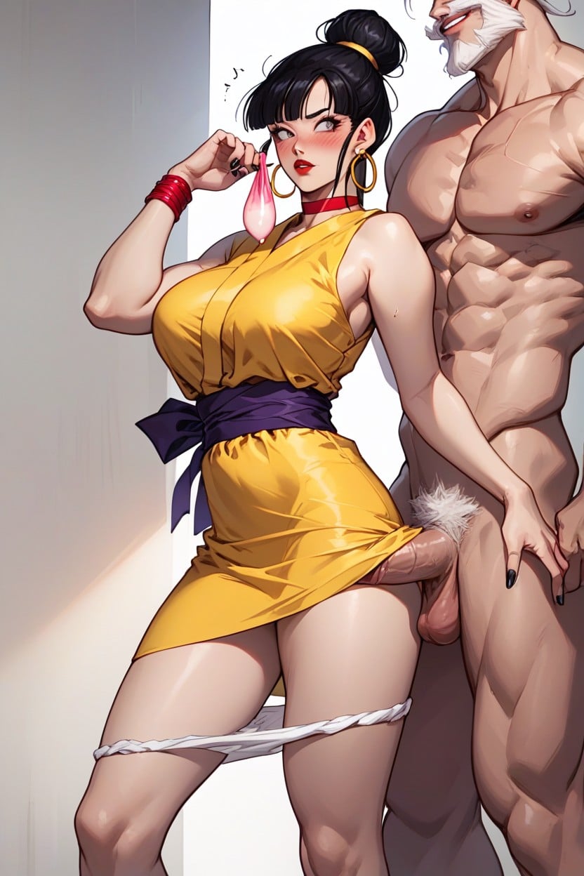 Red Choker, Male With White Pubic Hair, White Panties Down Hentai AI Porn