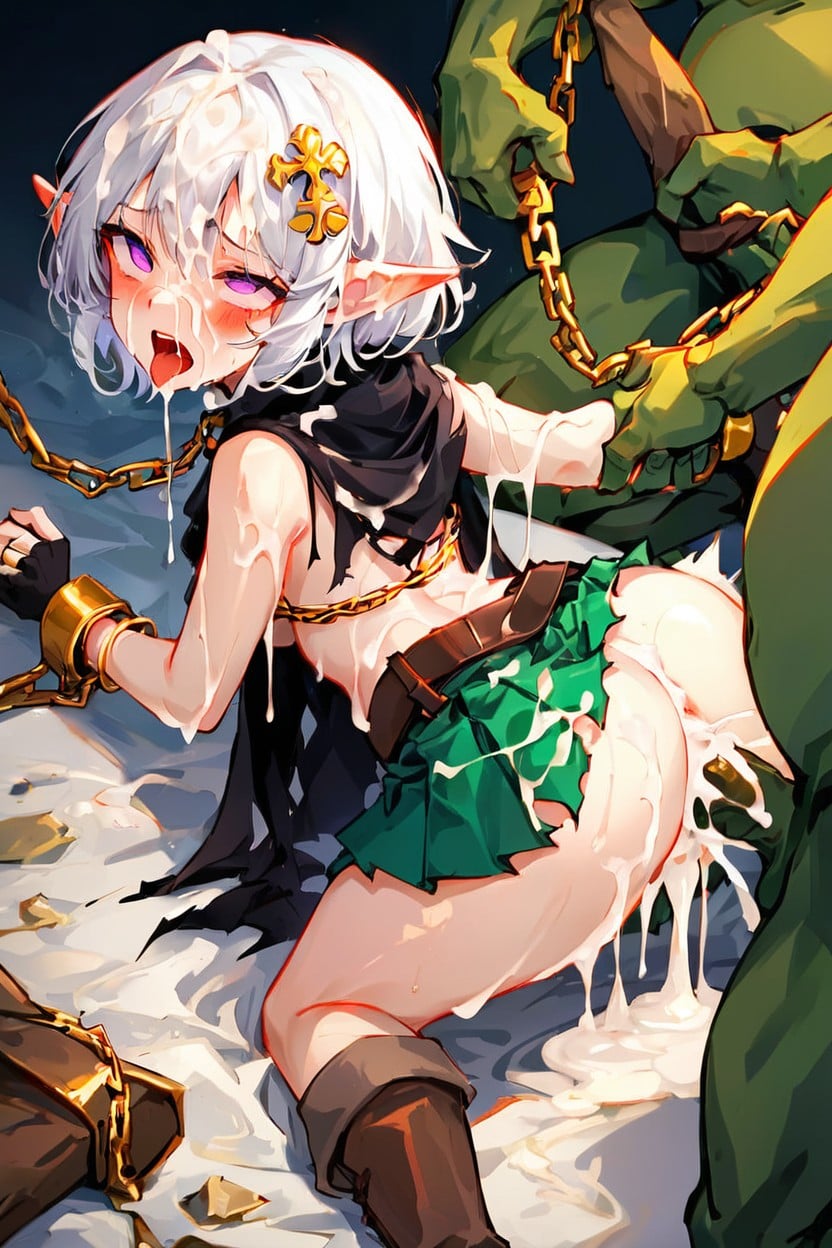 Goblins Shorter, Cum Everywhere, Gold Upper Arm Bracelet Hentai AI Porn