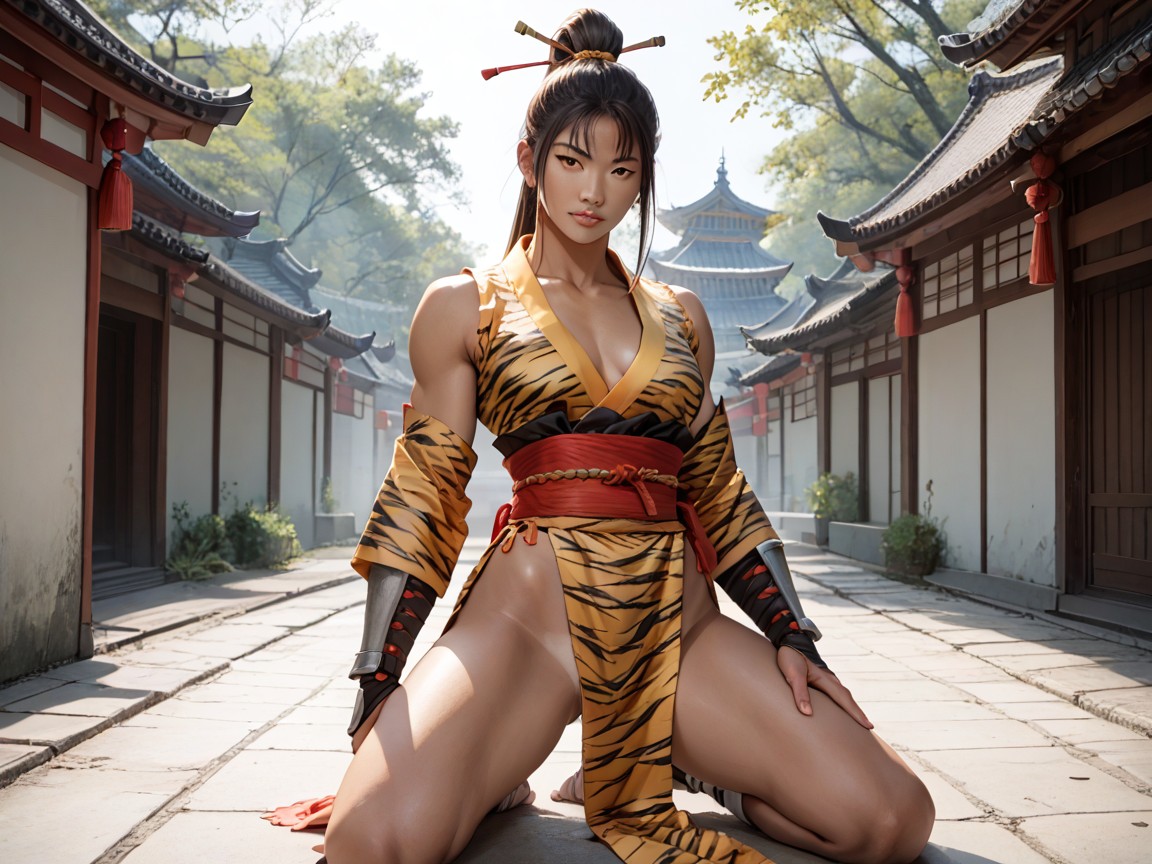 Ultra Detailed Clothes, Small Ass, Golden Brown Tan Skin Hentai AI Porn