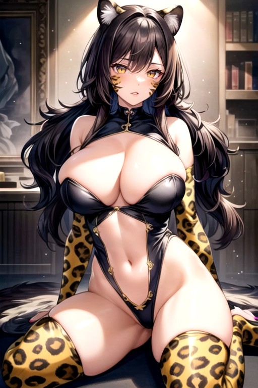 Black Lipstick, Wearing Leopard Print Circus Clothes, Leopard Print Hentai AI Porn
