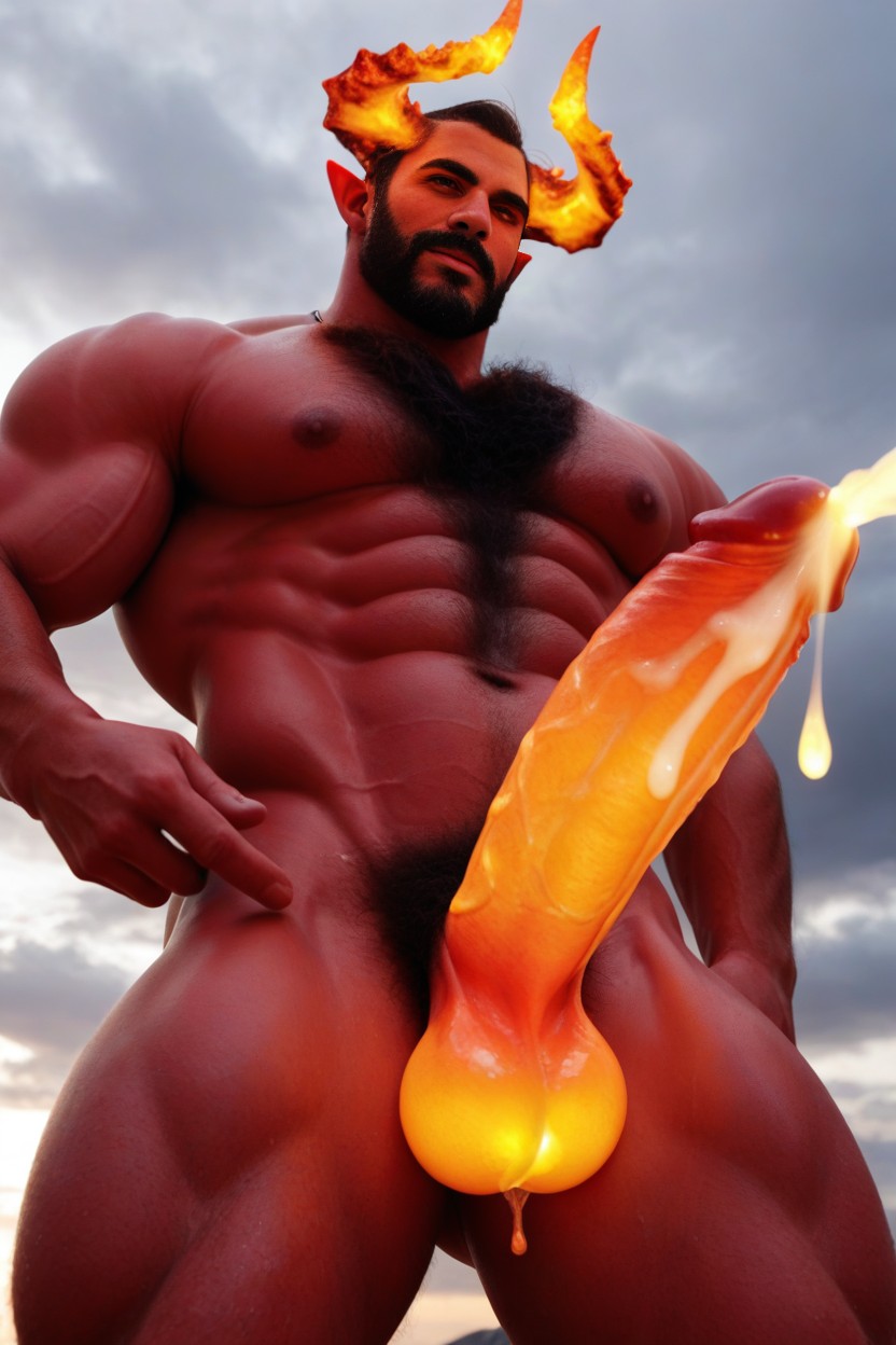 Glowing Cum, Hairy Chest, 紅色眼睛 AI同性戀黃片