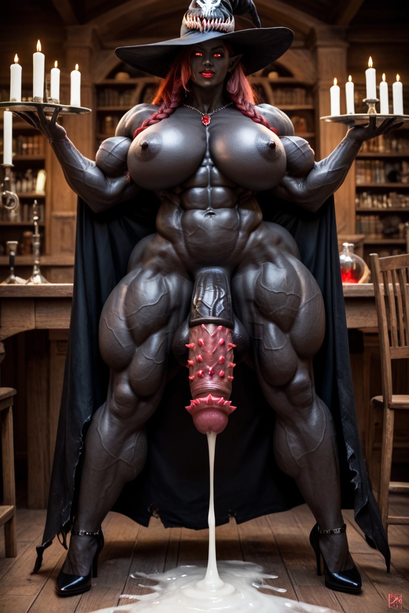두꺼운 허벅지, Toned Muscles, Hyper Black Cock Growth 쉬메일 AI 야짤