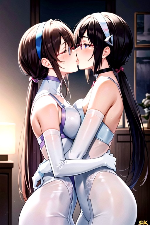 Ⅿakinami Ⅿari Illustrious And Ⅿakinami Ⅿari Illustrious, 2人, キスする (レズビアン) ファーリーAIポルノ