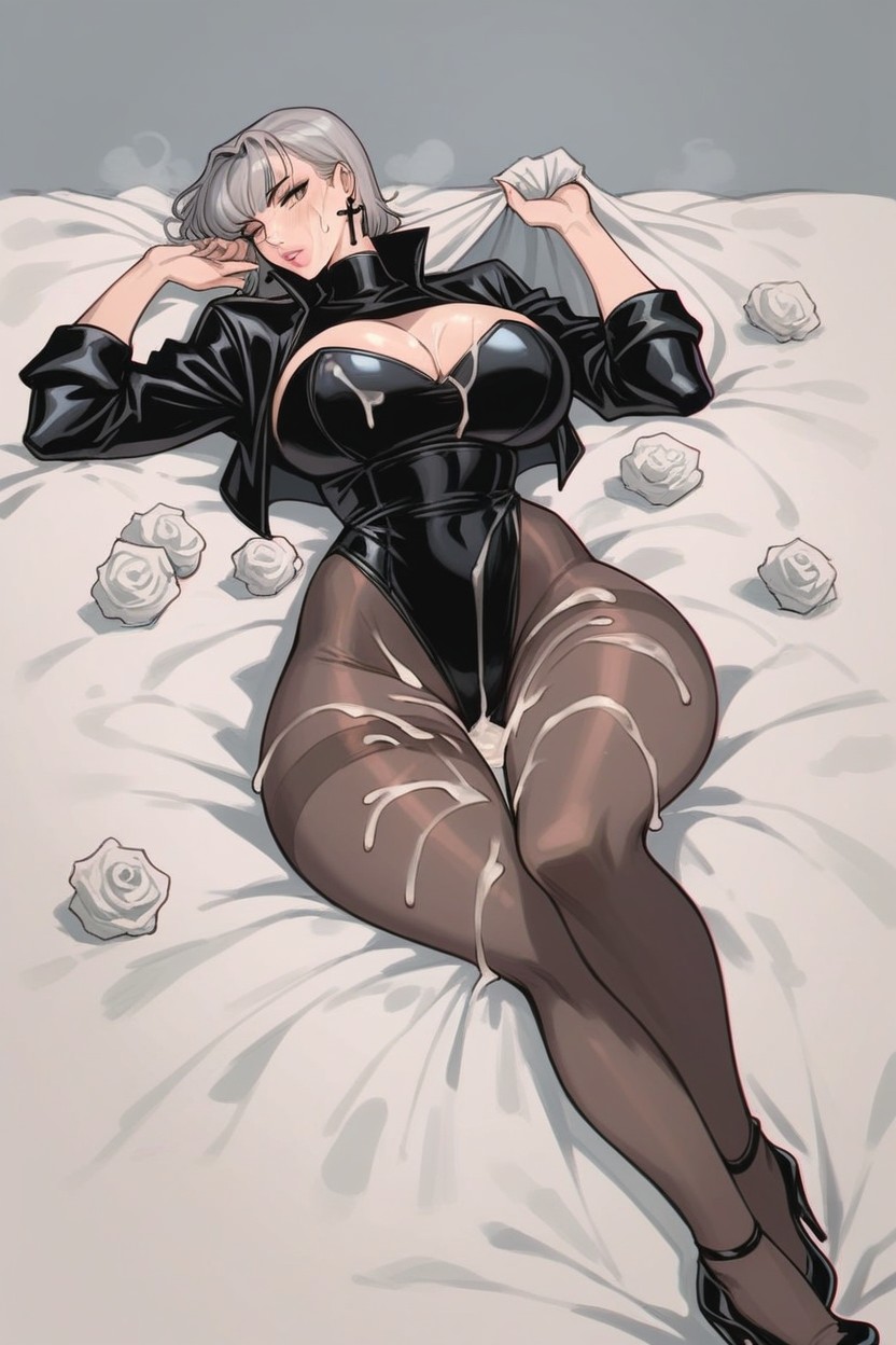 Print Legwear, Short Length, A Woman Hentai AI Porn