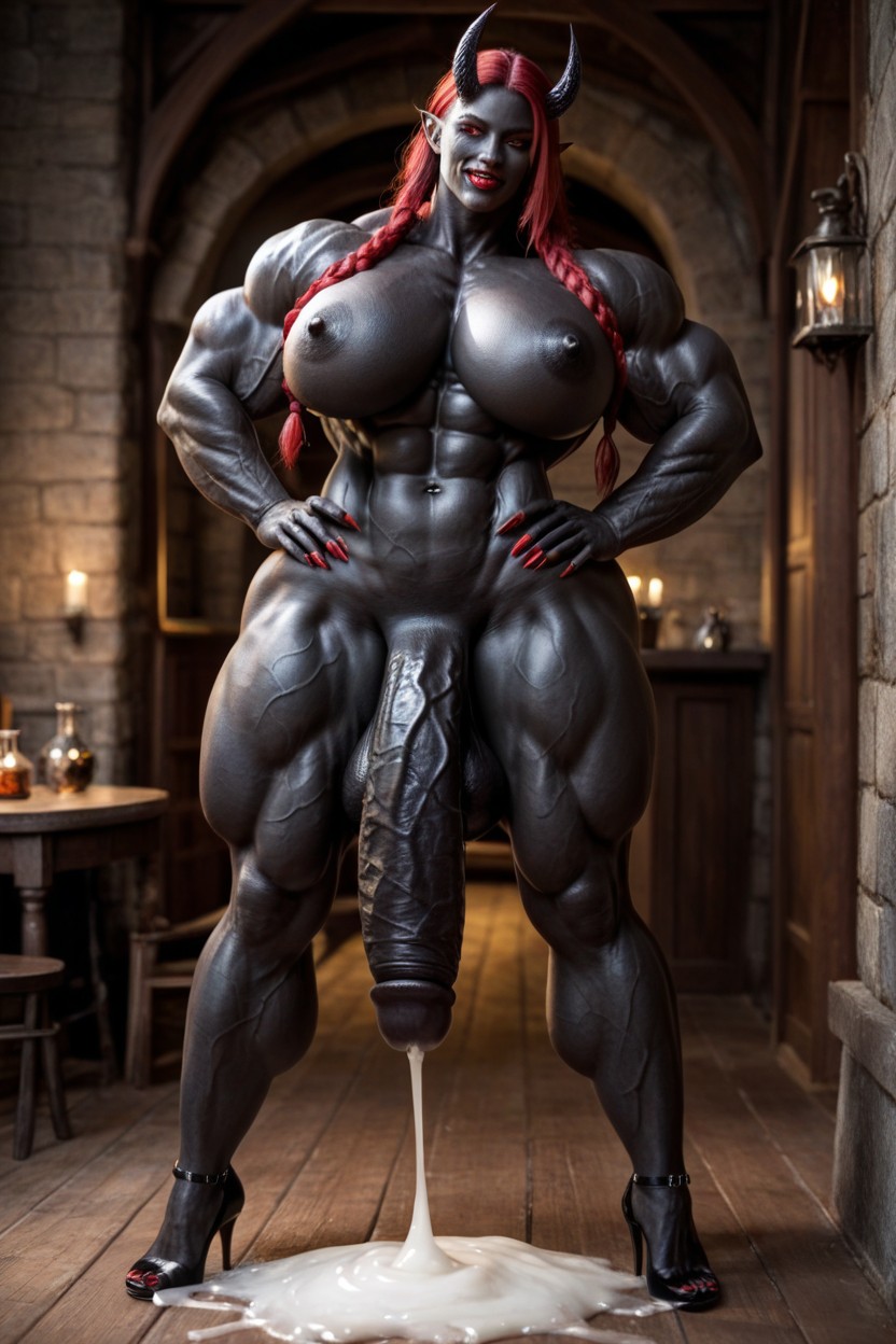Hourglass Figure, Vagina, Black Cock Bigger Than Body Shemale AI Porn
