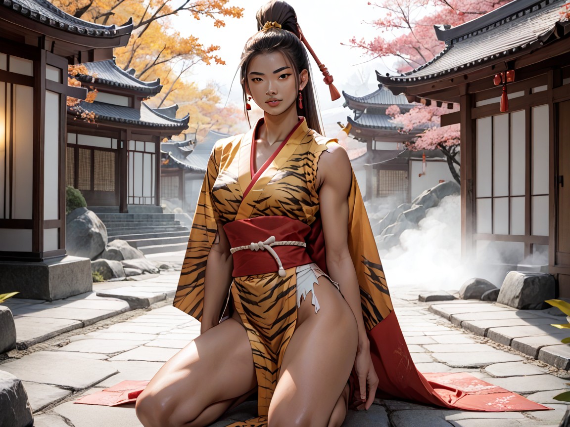 Samurai, Feudal Japan Background, Rectangle Body Type Hentai AI Porn