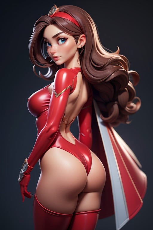 Red, Red Leotard, Perfect Body Proportions AI Porn