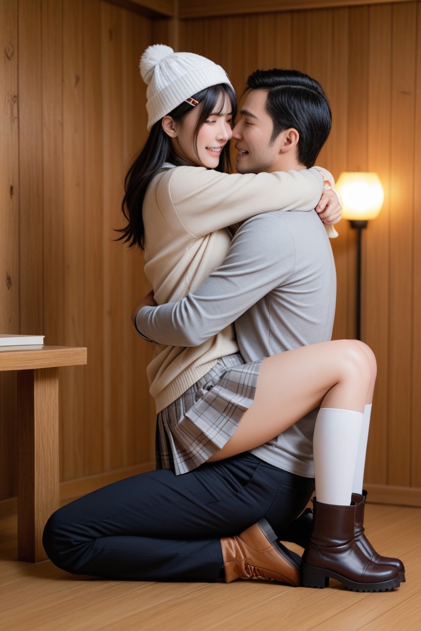 Orgasm, Night, Man Kneeling On A Floor Asian AI Porn
