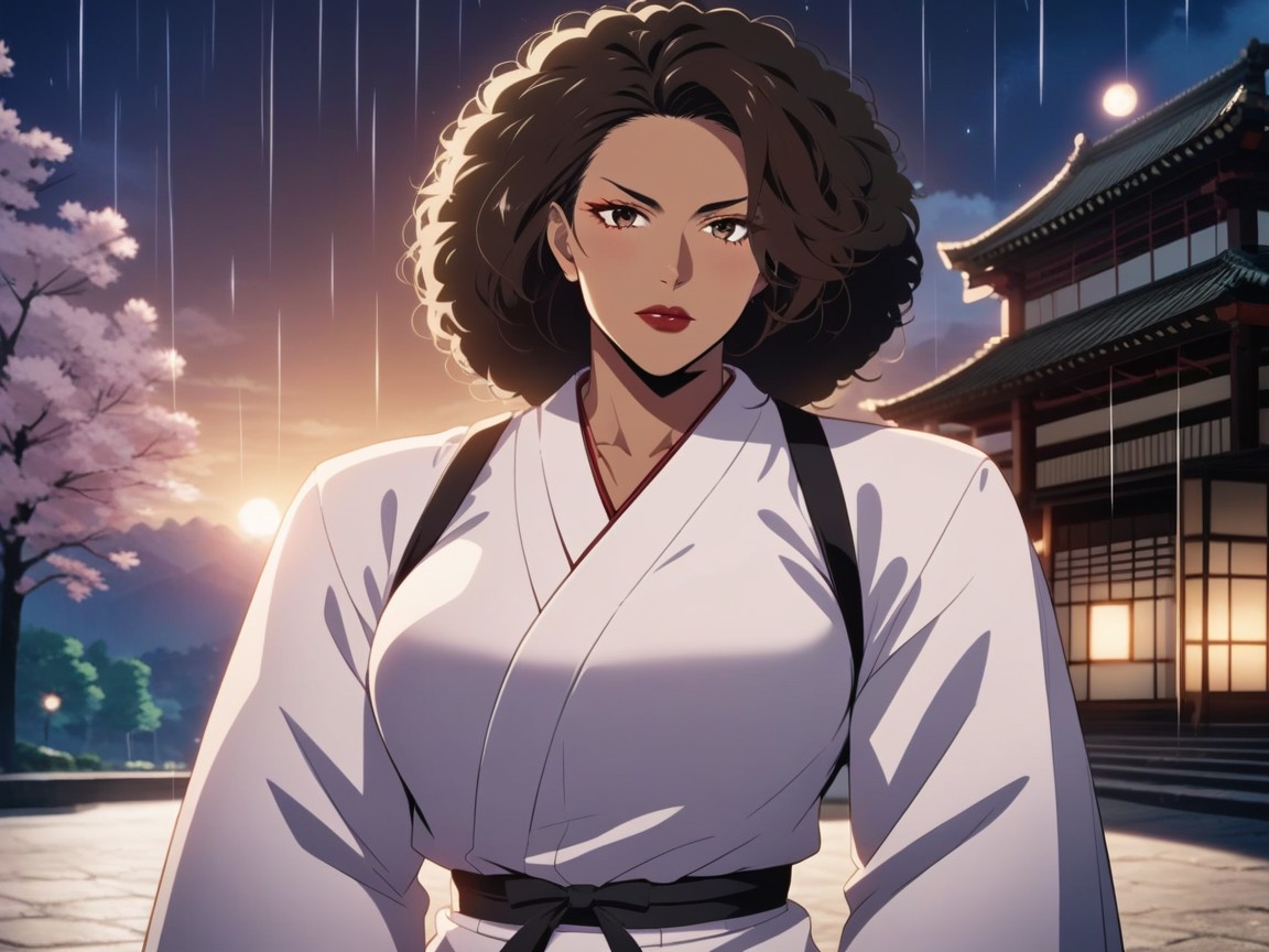 Strong Legs, White Lion Samurai Helmet, Tall Woman AI Porn
