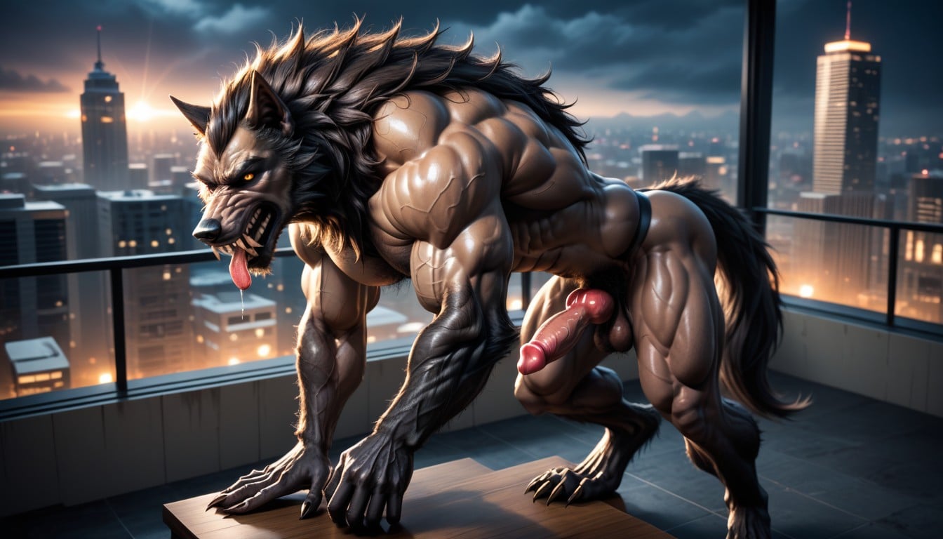 Veiny, The Werewolf Penis Is Red, Bending Over AI Gay Porn