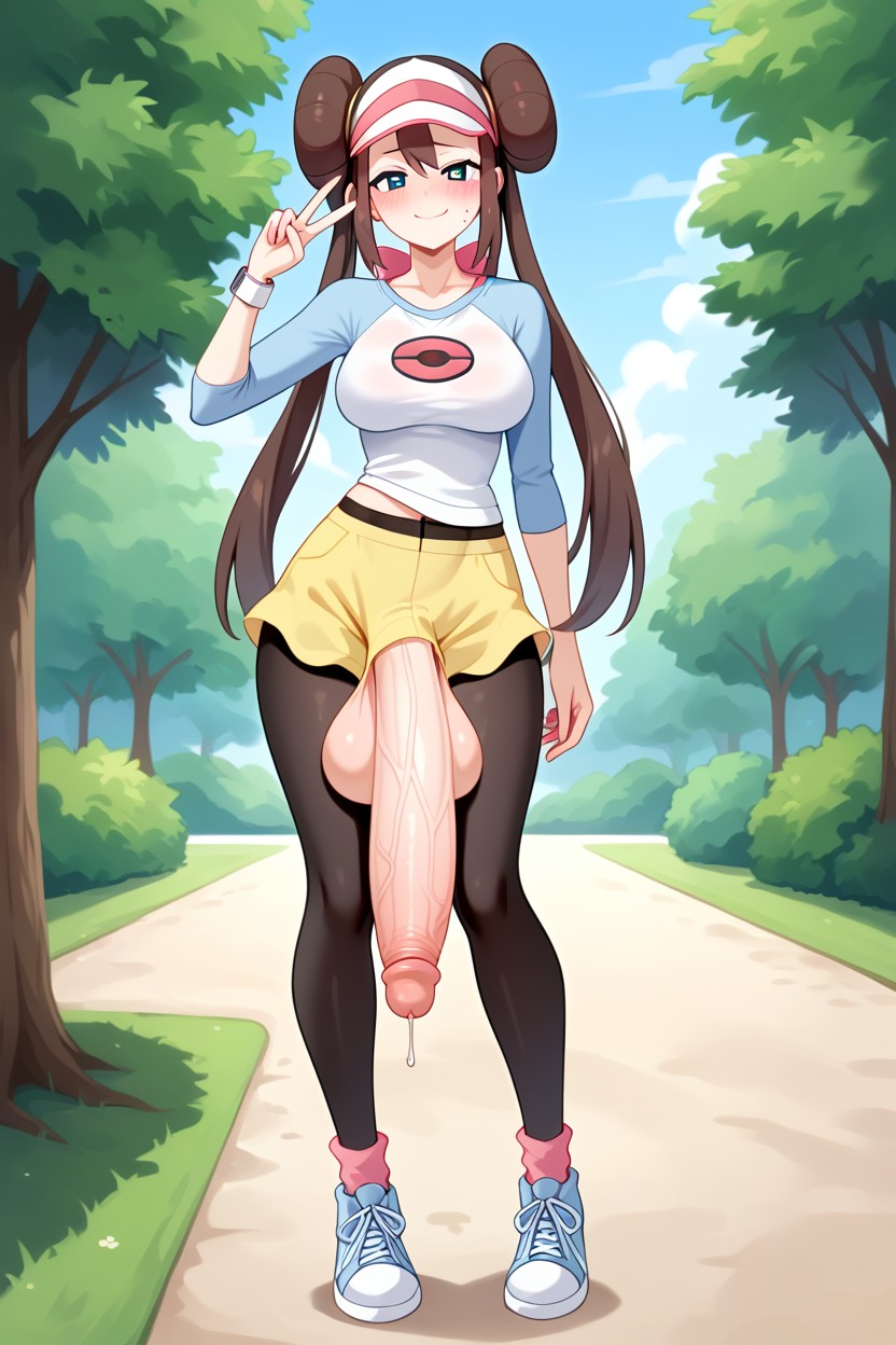 Dripping Sweat, Rosa Pokemon, Front View Shemale AI Porn